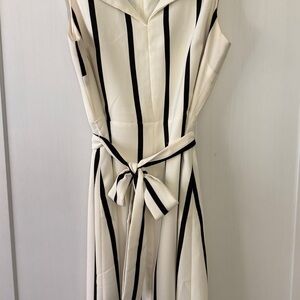 Premise Cream and Black Striped Midi Dress